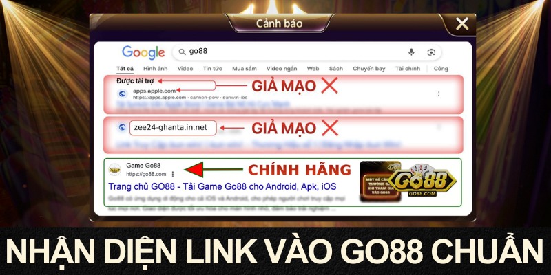 Phát hiện trang thật giả qua link vào GO88